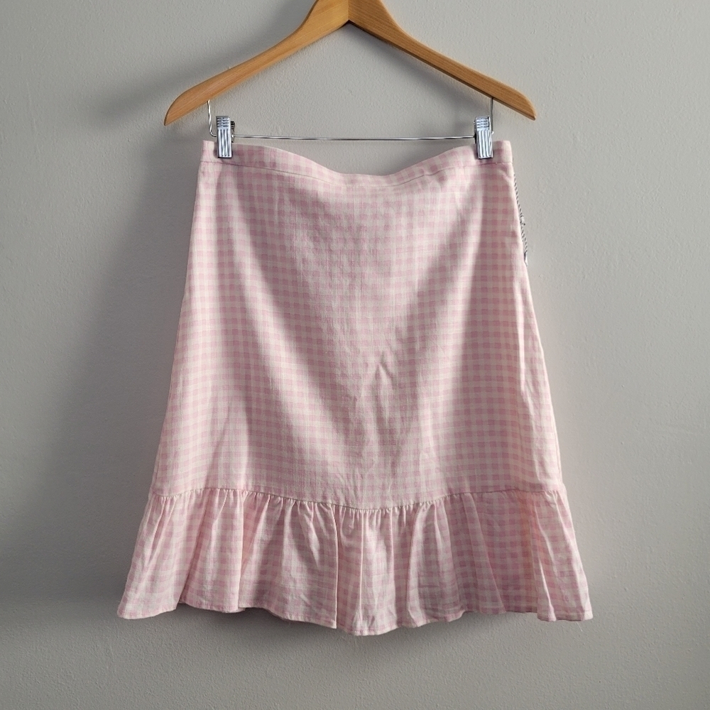 Draper James RSVP Pink and White Gingham Skirt